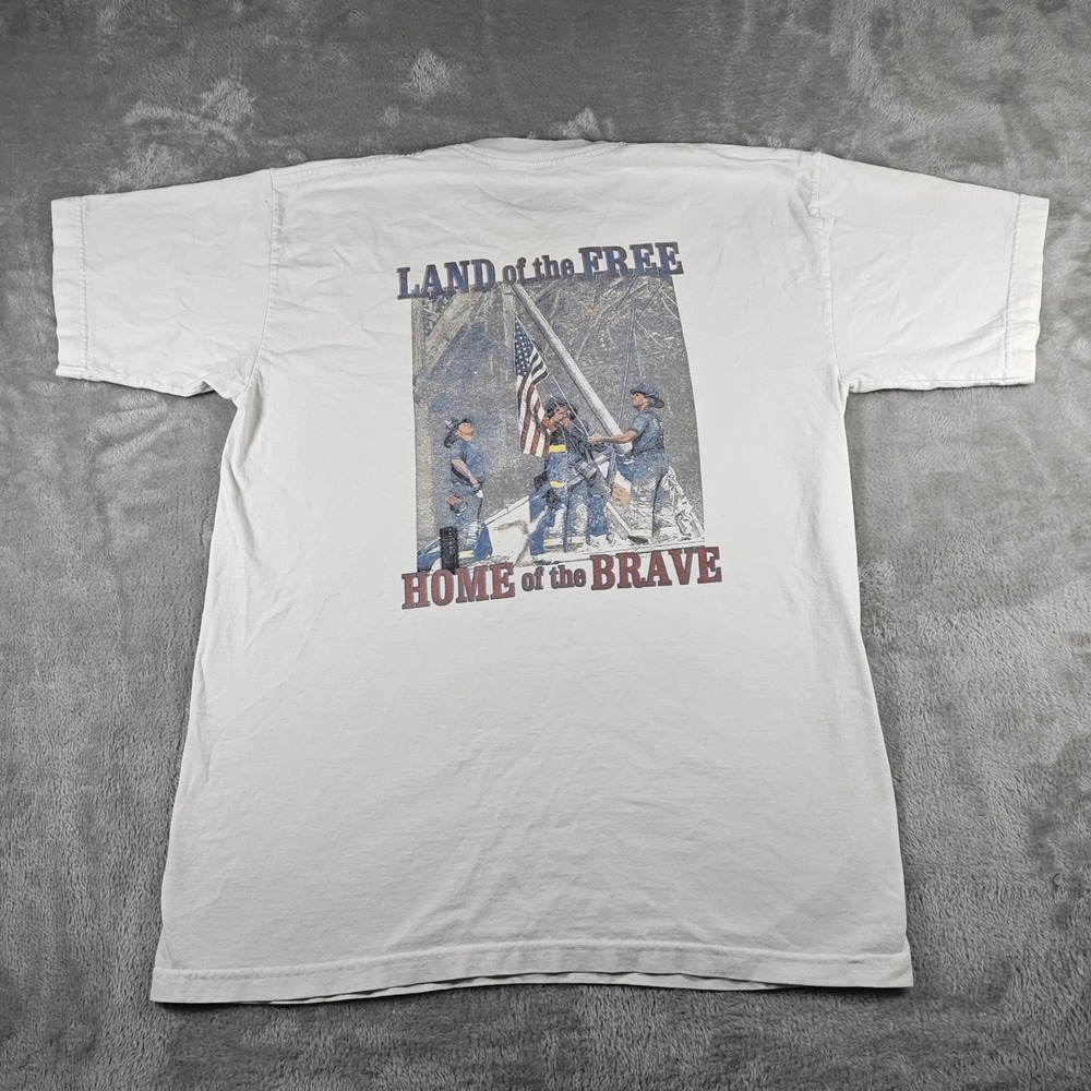 Vintage 9 11 Memorial Shirt Mens Large Firefighter Some Gave All Twin Towers Y2K